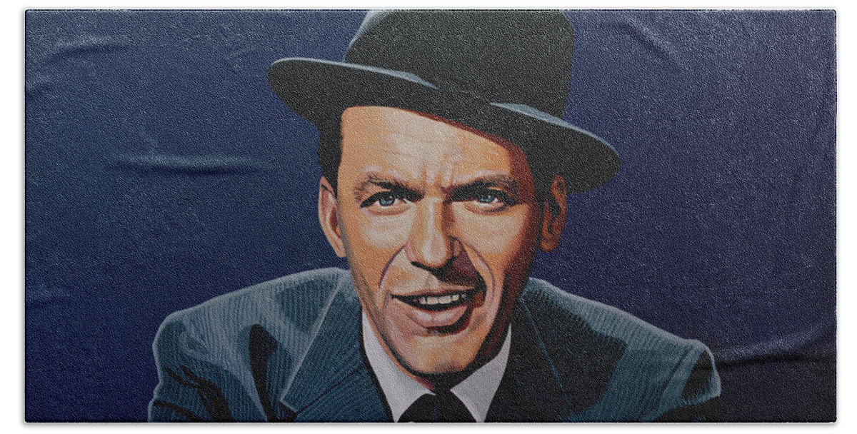 Frank Sinatra Beach Towel featuring the painting Frank Sinatra by Paul Meijering