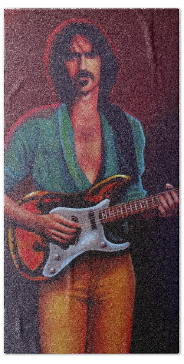 Frank Zappa Beach Towel featuring the painting Frank Zappa by Paul Meijering
