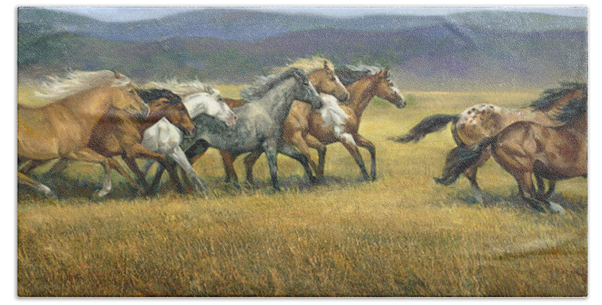 Horse Beach Towel featuring the painting Free and Wild by Laurie Snow Hein