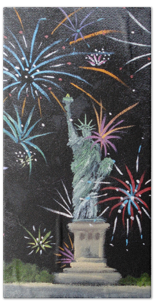 Statue Of Liberty Beach Towel featuring the painting Freedom by Judith Rhue