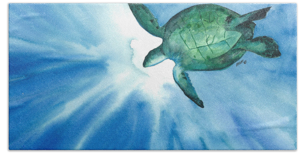 Sea Turtle Beach Towel featuring the painting Sea Tutrle 2 by Michal Madison