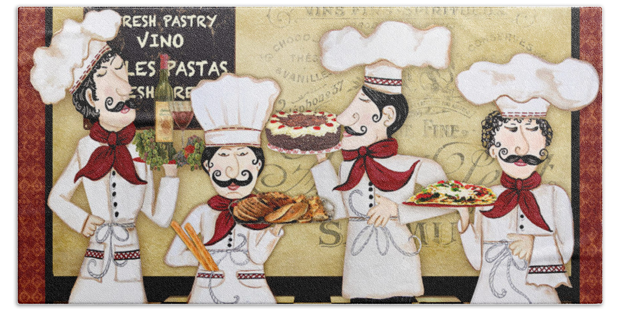 French Beach Sheet featuring the painting French Chefs-Bon Appetit by Jean Plout