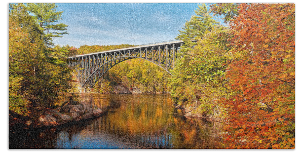 Autumn Beach Towel featuring the photograph French King Bridge in Autumn by Mitchell R Grosky