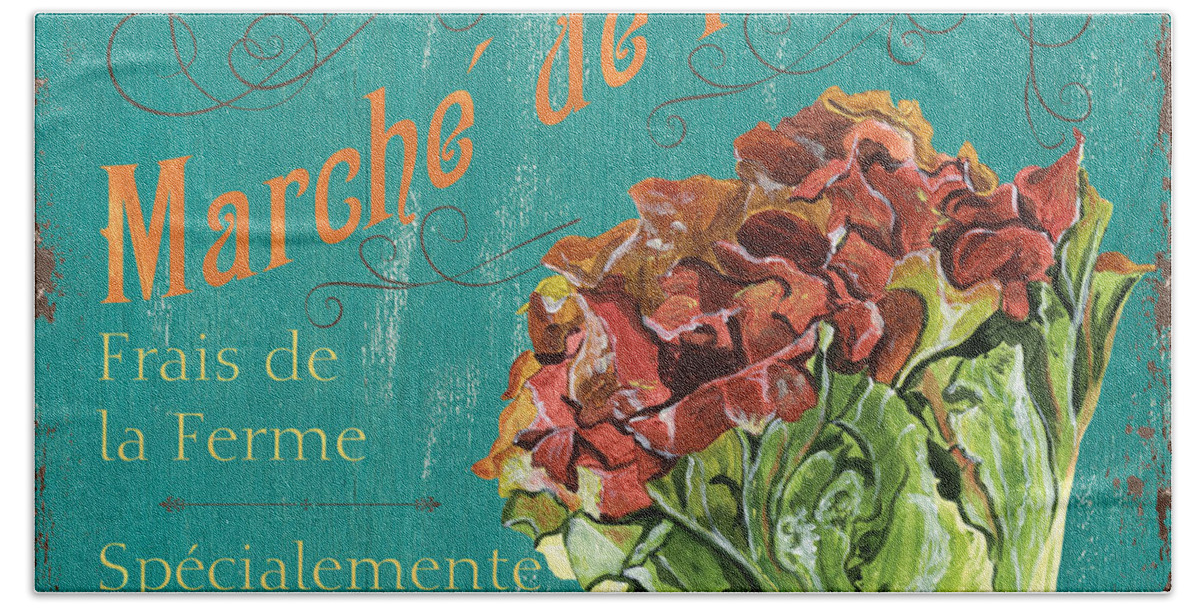 Market Beach Towel featuring the painting French Market Sign 3 by Debbie DeWitt