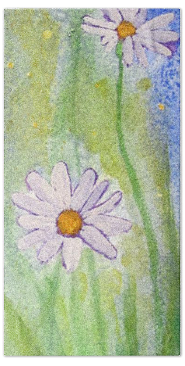 Floral Beach Sheet featuring the painting Fresh as a daisy 1. by Elvira Ingram