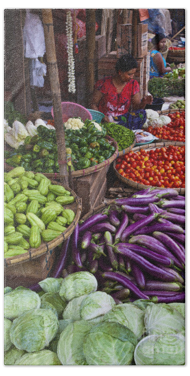 Vertical Beach Towel featuring the photograph Fresh Burmese Vegetables by Craig Lovell