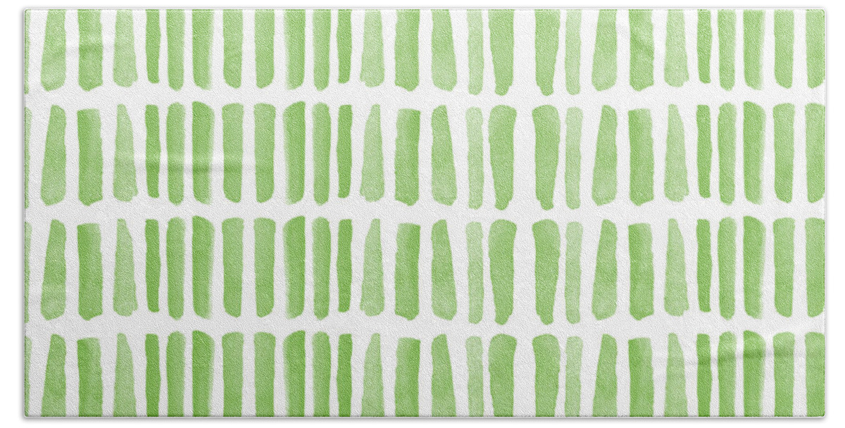 Grass Beach Towel featuring the painting Fresh Grass- Abstract Pattern Painting by Linda Woods