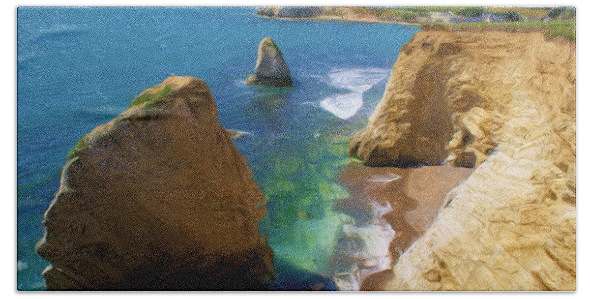 Coast Beach Sheet featuring the digital art Freshwater Bay by Ron Harpham