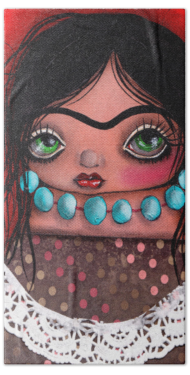 Frida Kahlo Beach Towel featuring the painting Frida la Gorda by Abril Andrade