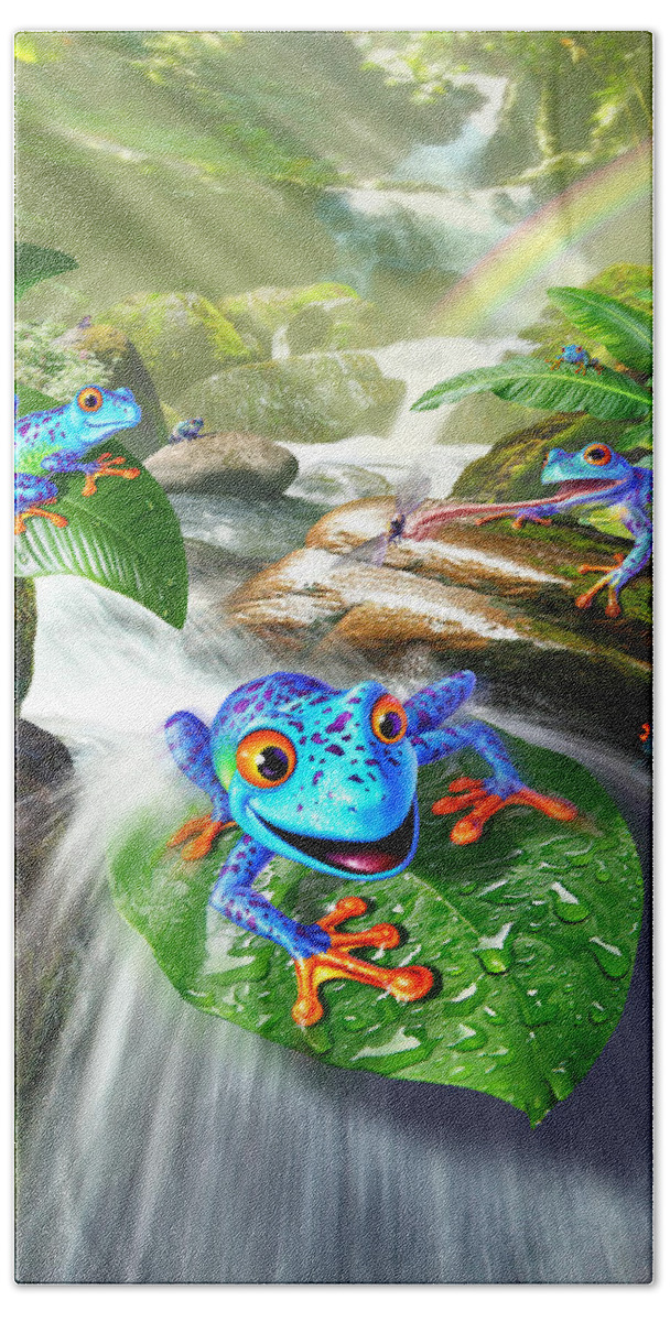 Frogs Beach Towel featuring the digital art Frog Capades by Jerry LoFaro