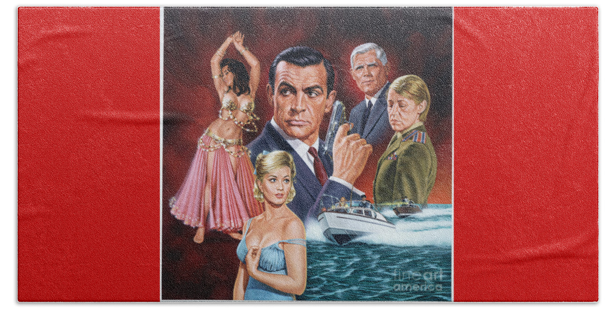 Portrait Beach Sheet featuring the painting From Russia With Love by Dick Bobnick