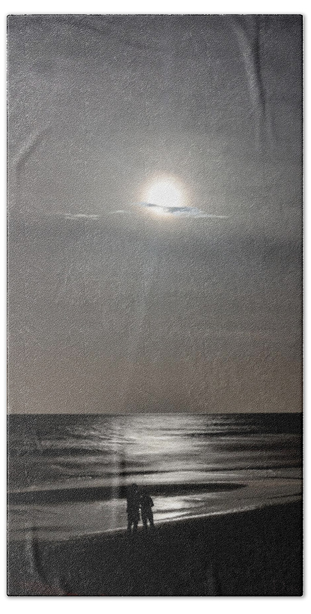 Full Beach Sheet featuring the photograph Full Moon over Daytona Beach by David Hart