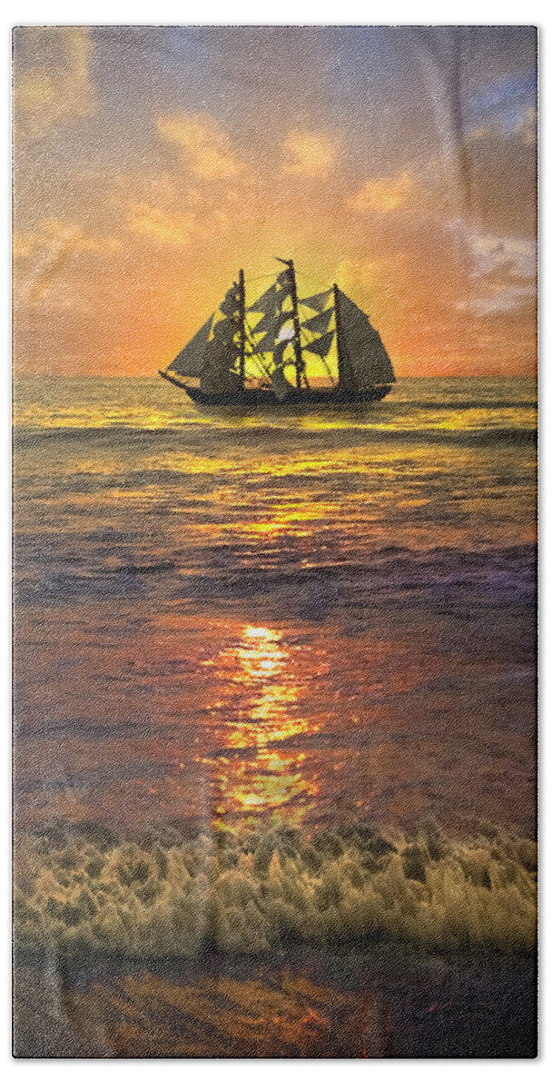 Boats Beach Towel featuring the photograph Full Sail by Debra and Dave Vanderlaan
