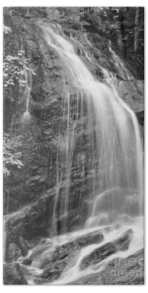 Fuller Falls Beach Sheet featuring the photograph Fuller Falls Waterfall Black and White by Glenn Gordon