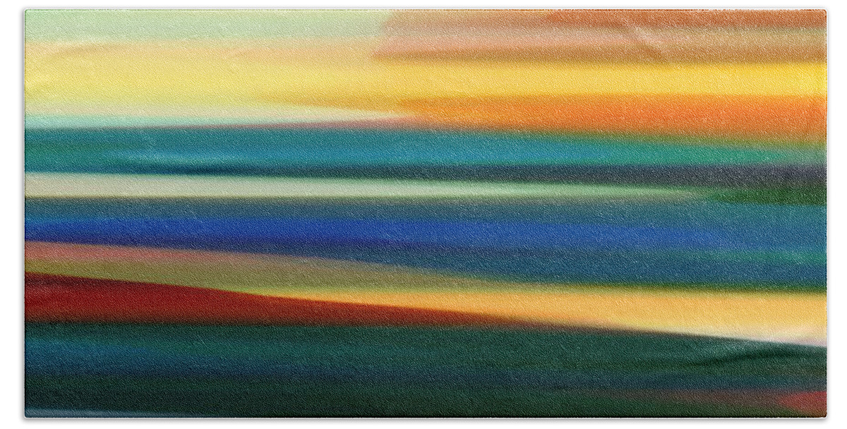 Bold Beach Towel featuring the painting Fury Seascape Panoramic 1 by Amy Vangsgard