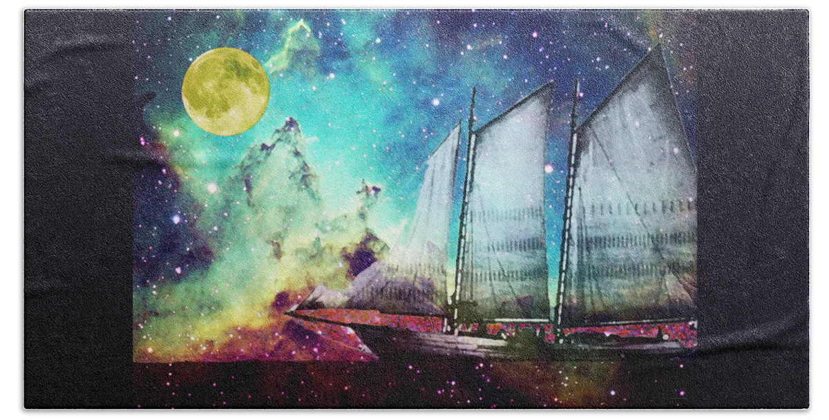 Schooner Beach Sheet featuring the painting Galileo's Dream - Schooner Art By Sharon Cummings by Sharon Cummings