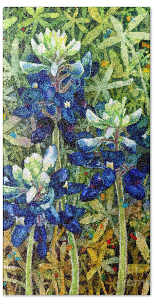 Bluebonnet Beach Towel featuring the painting Garden Jewels I by Hailey E Herrera