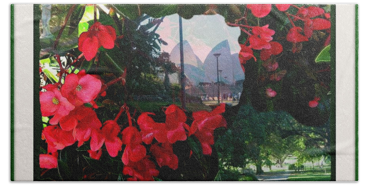 Garden Beach Towel featuring the photograph Garden Whispers in a green frame by Leanne Seymour