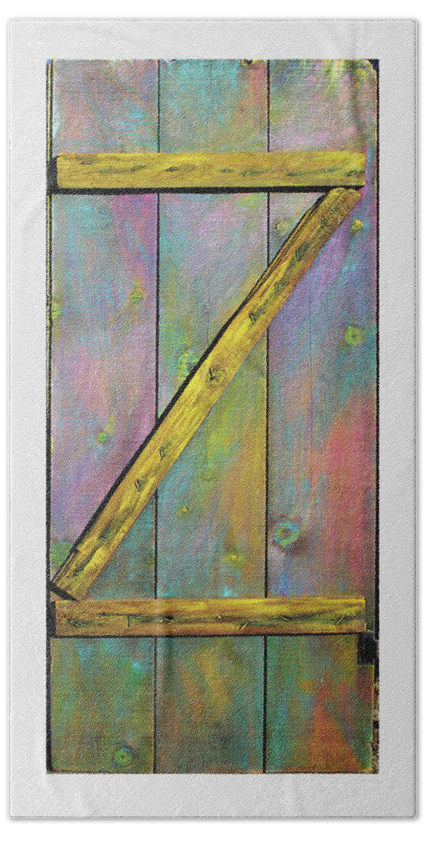 Painted Door Beach Towel featuring the sculpture Gateway to Z Universe by Asha Carolyn Young