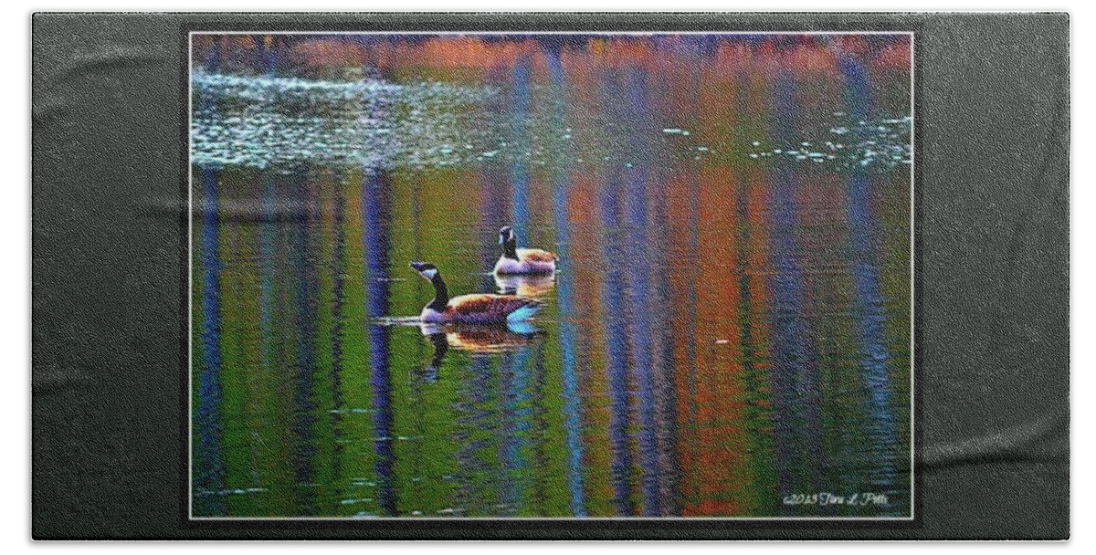 Geese Beach Towel featuring the photograph Geese on the Lake by Tara Potts