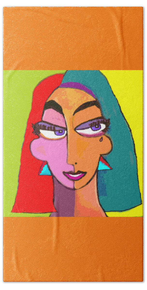 Picasso Face Beach Towel featuring the digital art Geo Janus Woman by Pamela Smale Williams