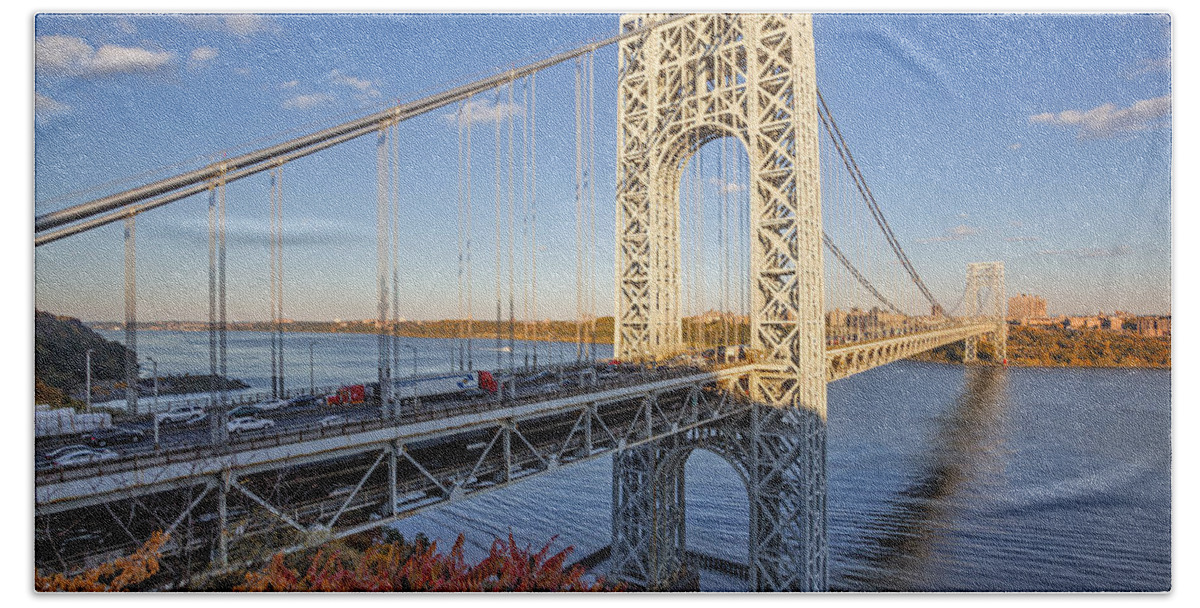 George Washington Bridge Beach Towel featuring the photograph George Washington Bridge NYC by Susan Candelario