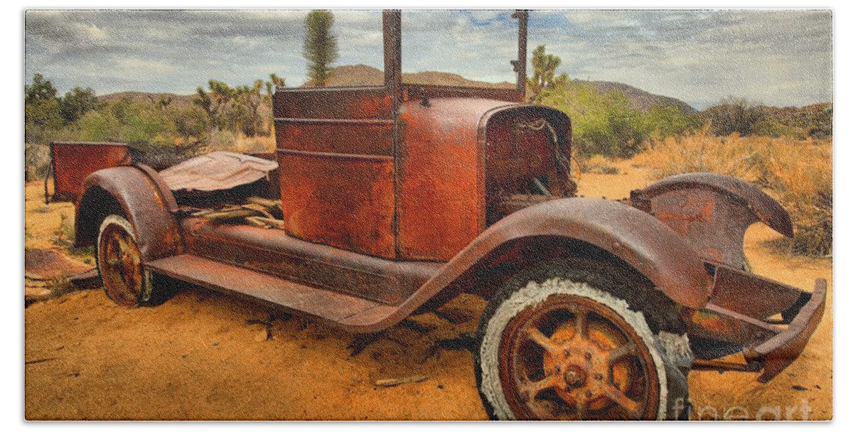 Joshua Tree National Park Beach Towel featuring the photograph Ghost Town Express by Adam Jewell