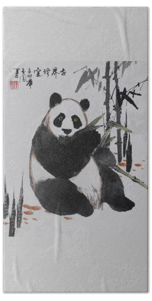 Panda Beach Towel featuring the photograph Giant Panda by Yufeng Wang