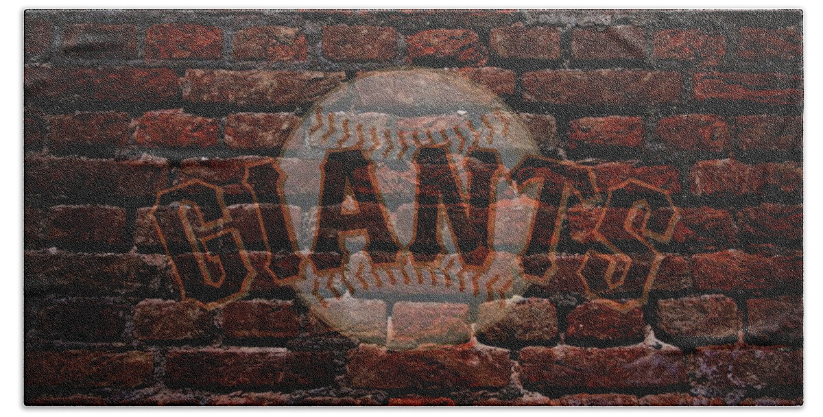Baseball Beach Towel featuring the photograph Giants Baseball Graffiti on Brick by Movie Poster Prints