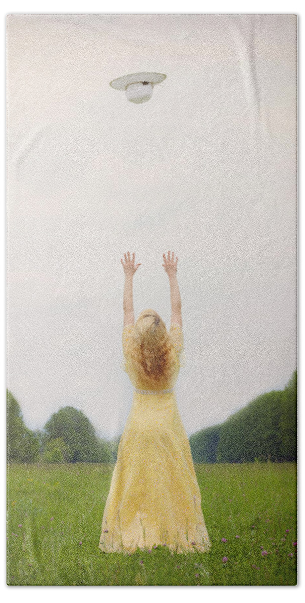 Woman Beach Towel featuring the photograph Girl On Meadow by Joana Kruse