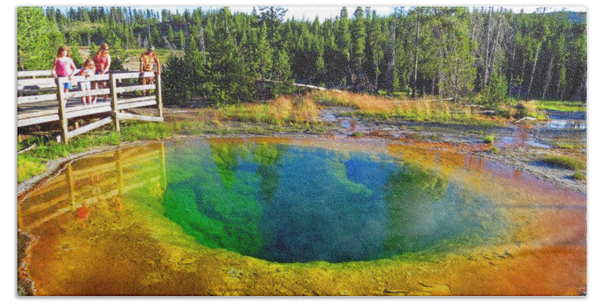 Glory Pool Beach Sheet featuring the photograph Glory Pool Yellowstone National Park by Ausra Huntington nee Paulauskaite