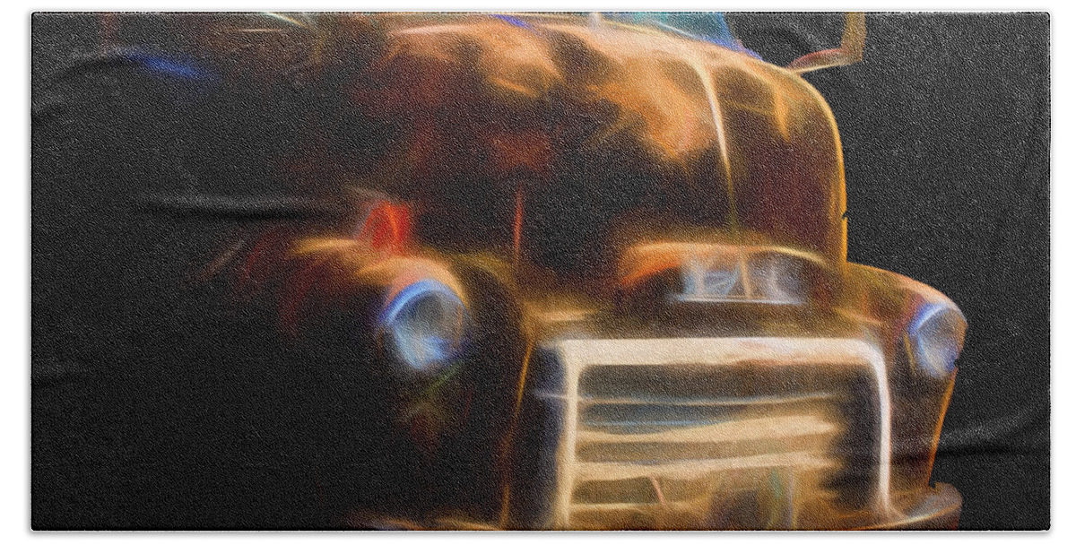 Gmc Truck Beach Towel featuring the digital art GMC Truck Mid century 1950s by Cathy Anderson