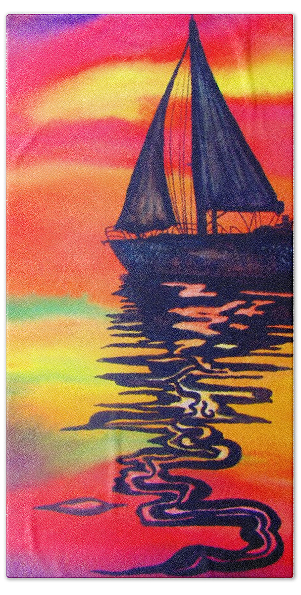 Sailing Beach Sheet featuring the painting Golden Dreams by Lil Taylor