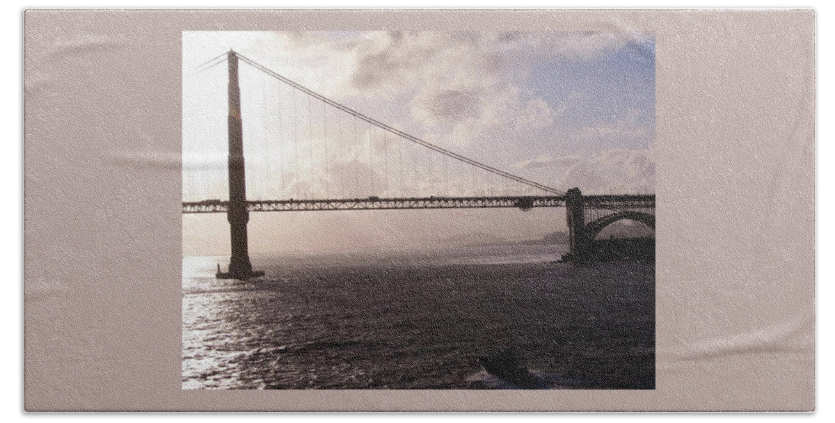 Bridges. Golden Gate Beach Towel featuring the photograph Golden Gate And Bay Bridge by Jay Milo