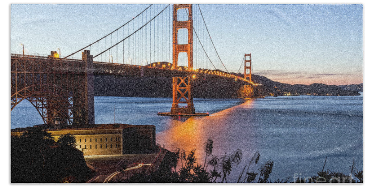 Golden Gate Bridge Beach Towel featuring the photograph Golden Gate Night by Kate Brown