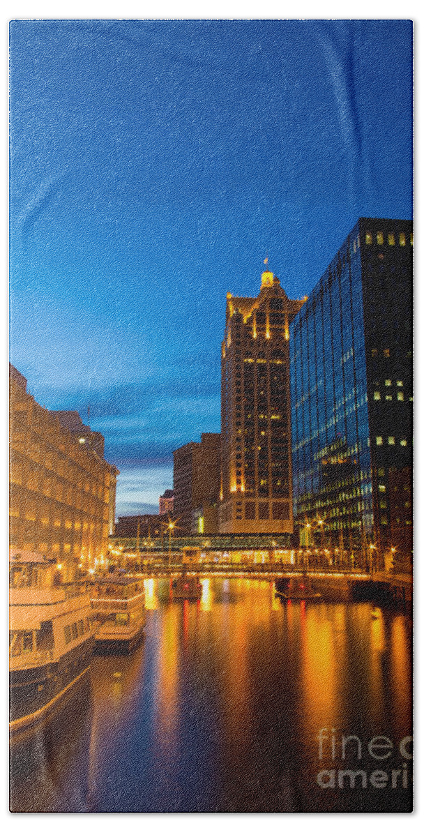 Architecture Beach Sheet featuring the photograph Golden Hour Milwaukee River by Andrew Slater