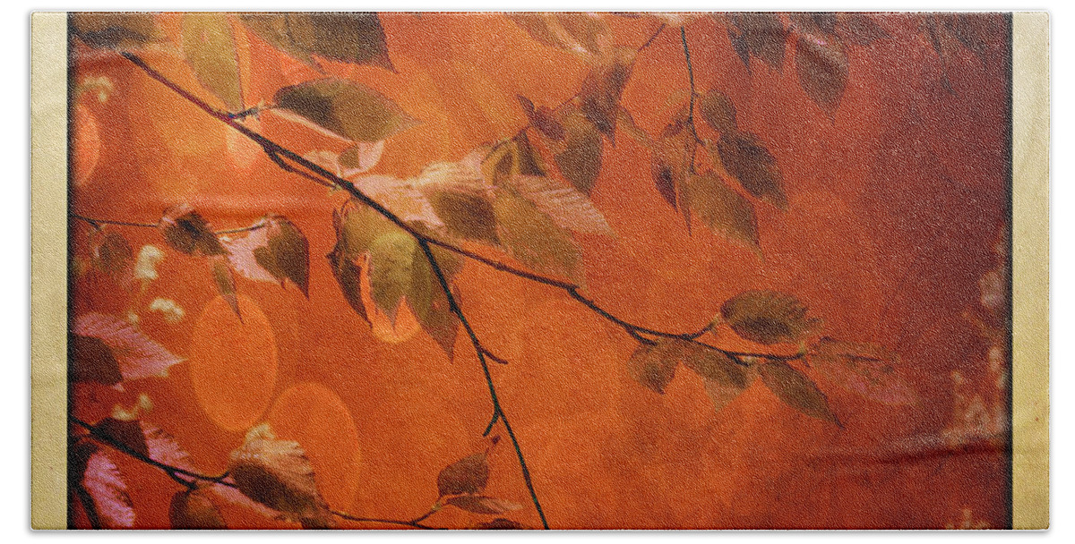 Branches Beach Towel featuring the digital art Golden Leaves-1 by Nina Bradica