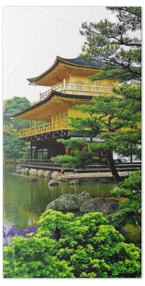 Asia Beach Sheet featuring the photograph Golden Pavilion - Kyoto by Juergen Weiss