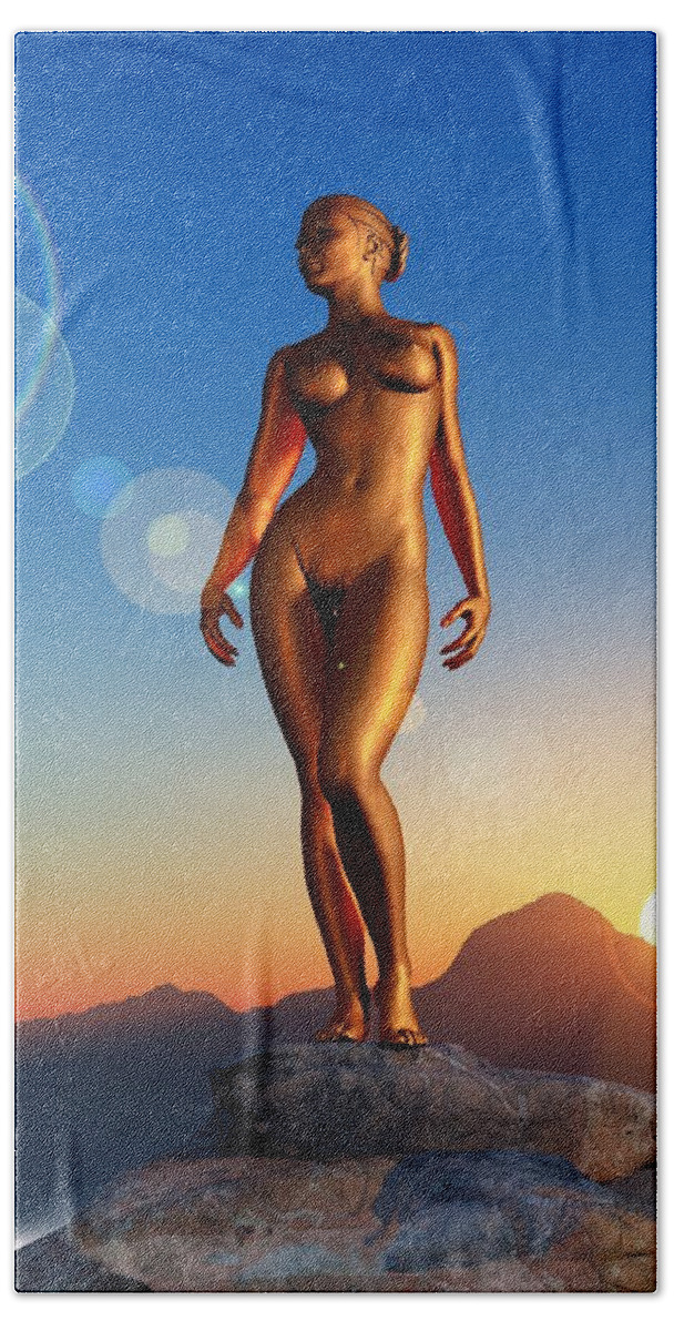 Golden Woman Beach Towel featuring the digital art Golden Woman by Kaylee Mason