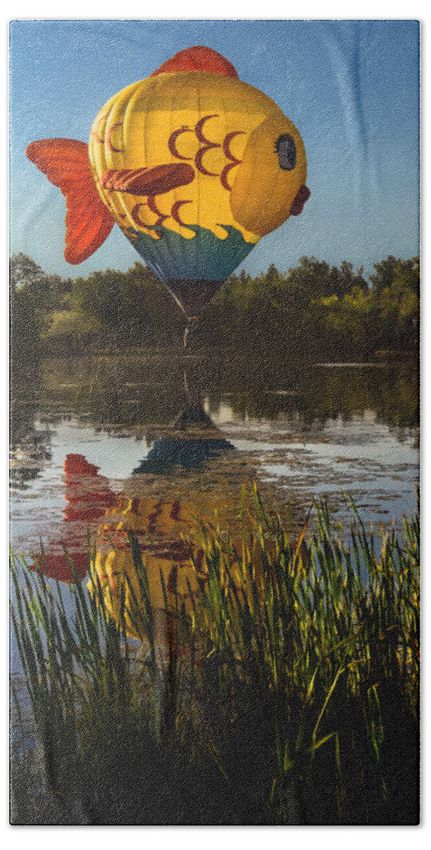 Goldfish Beach Towel featuring the photograph Goldfish Reflection by Linda Villers