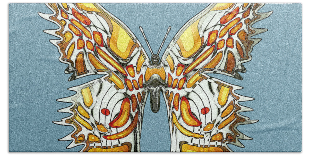 Butterflies Beach Towel featuring the digital art Goldfly Butterfly by Deborah Runham