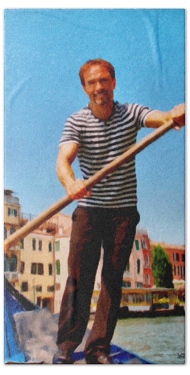 Europe Beach Towel featuring the painting Gondolier by Jeffrey Kolker