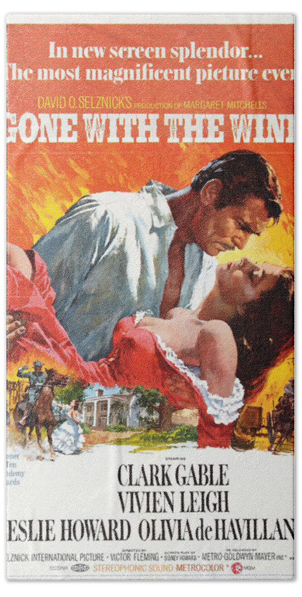 Movie Poster Beach Towel featuring the photograph Gone With the Wind - 1939 by Georgia Fowler