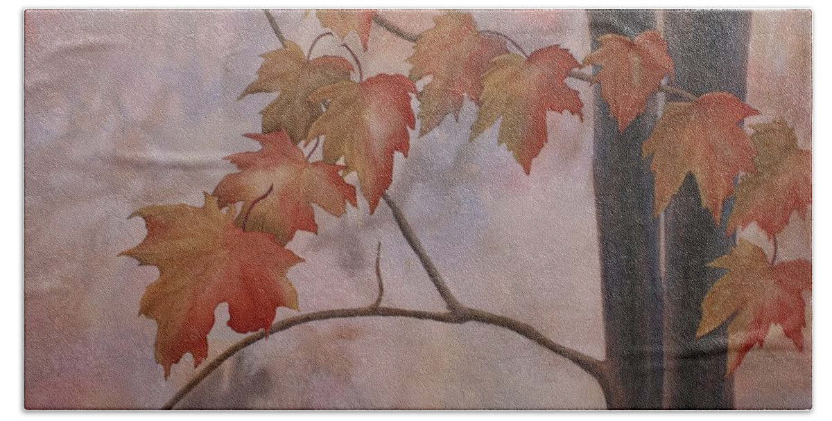 Maple Leaves Beach Towel featuring the painting Good Morning Maple by Heather Gallup
