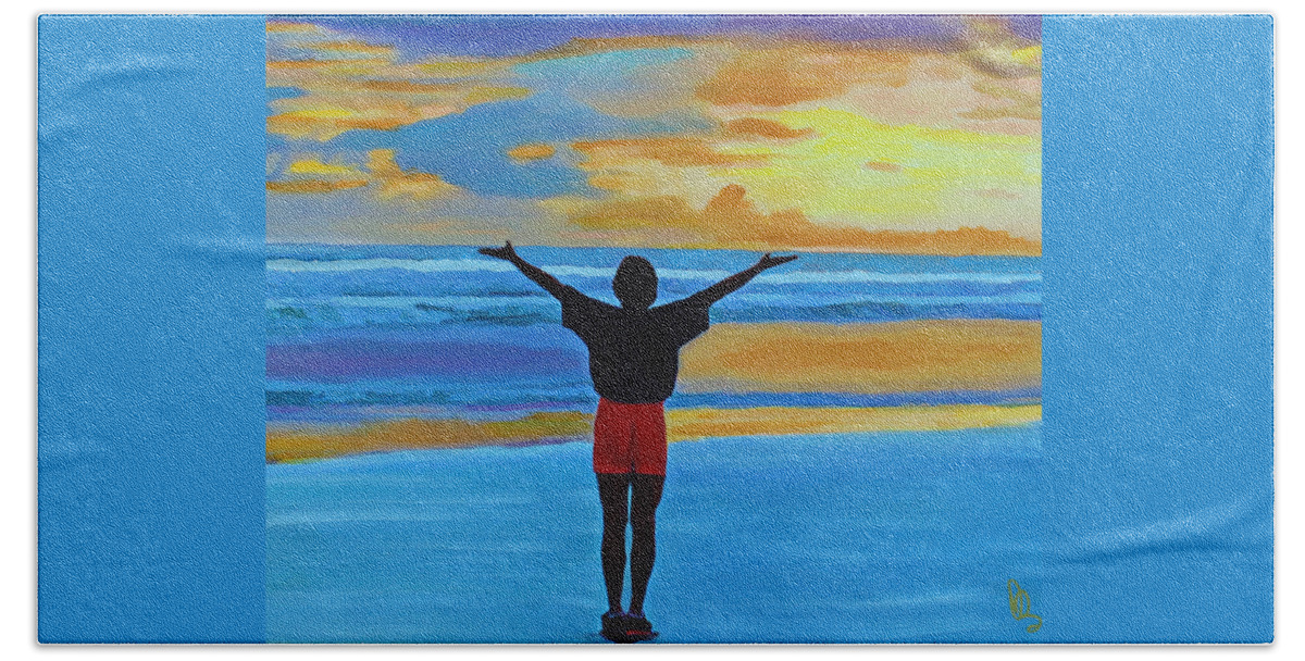 Yoga Beach Towel featuring the painting Good Morning Morning by Deborah Boyd