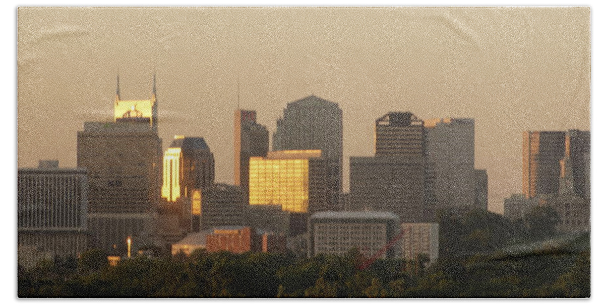 Nashville Beach Towel featuring the photograph Good Morning Nashville Tennessee Skyline by Valerie Collins