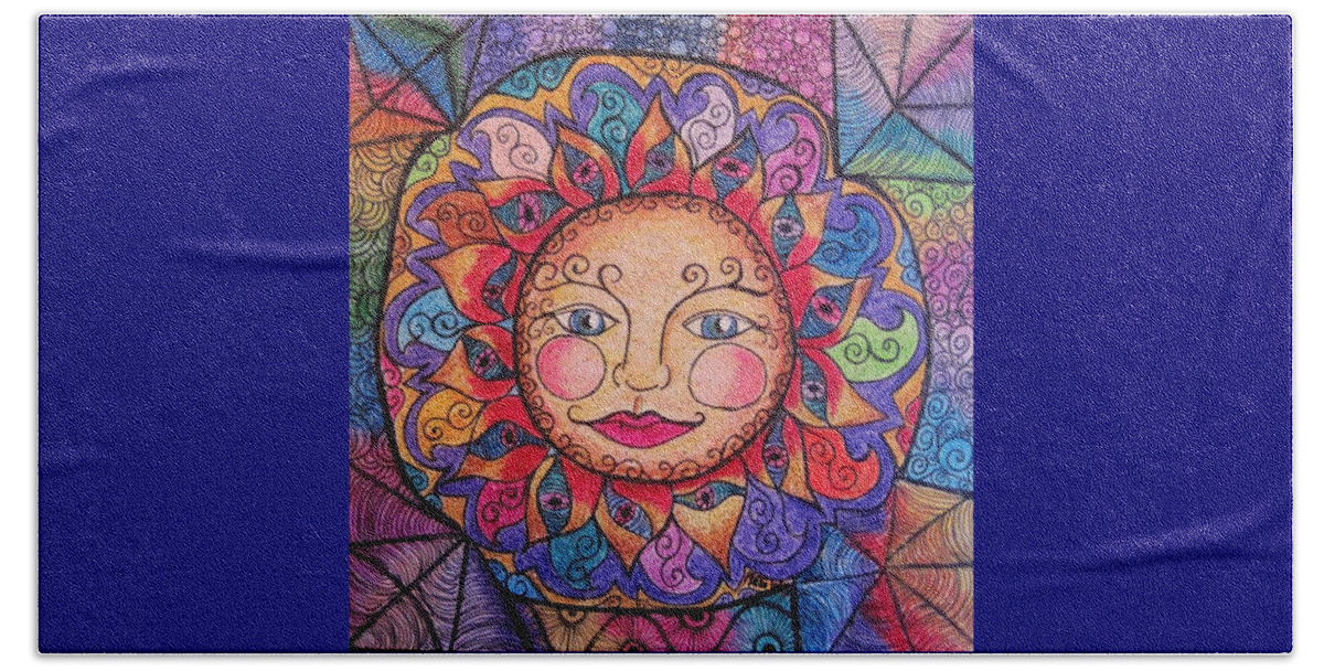 Sun Beach Sheet featuring the drawing Good morning sunshine by Megan Walsh