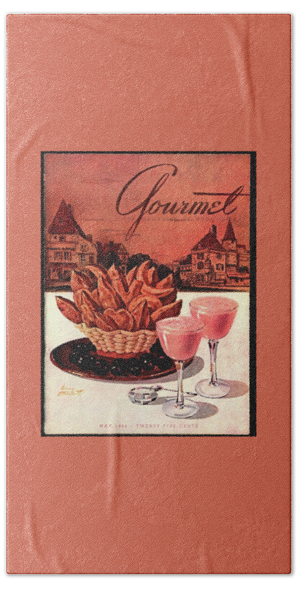Gourmet Cover Featuring A Basket Of Potato Curls Beach Sheet