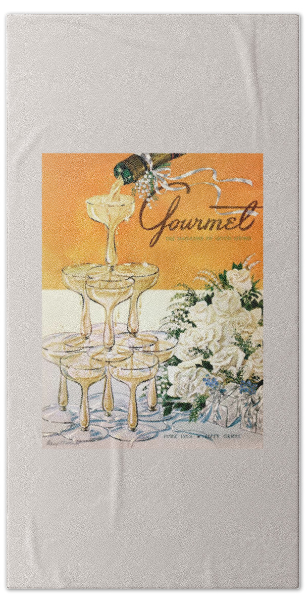 Gourmet Cover Featuring A Pyramid Of Champagne Beach Sheet