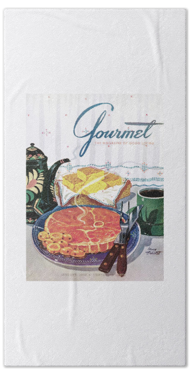 Gourmet Cover Of Ham And Cornbread Beach Sheet